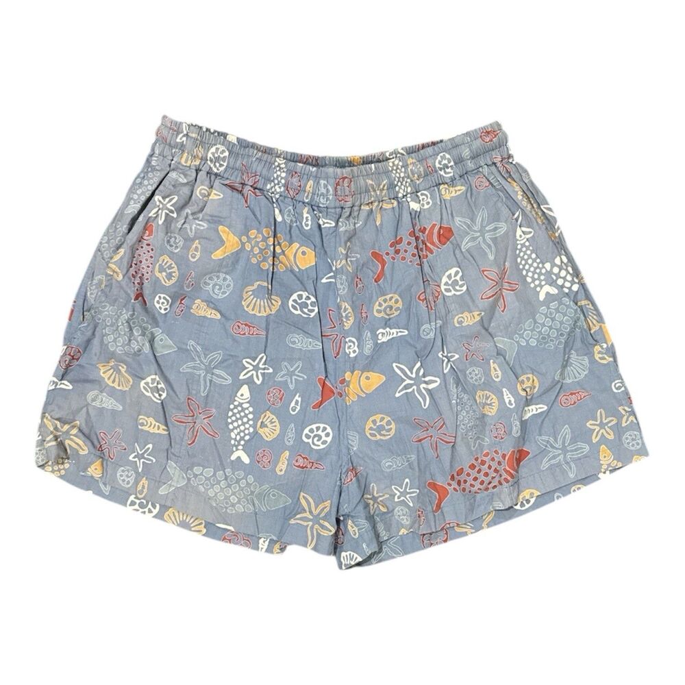 Back East Batik Swim Trunks Resortwear Fish Shell Print Shorts Men’s Large AOP